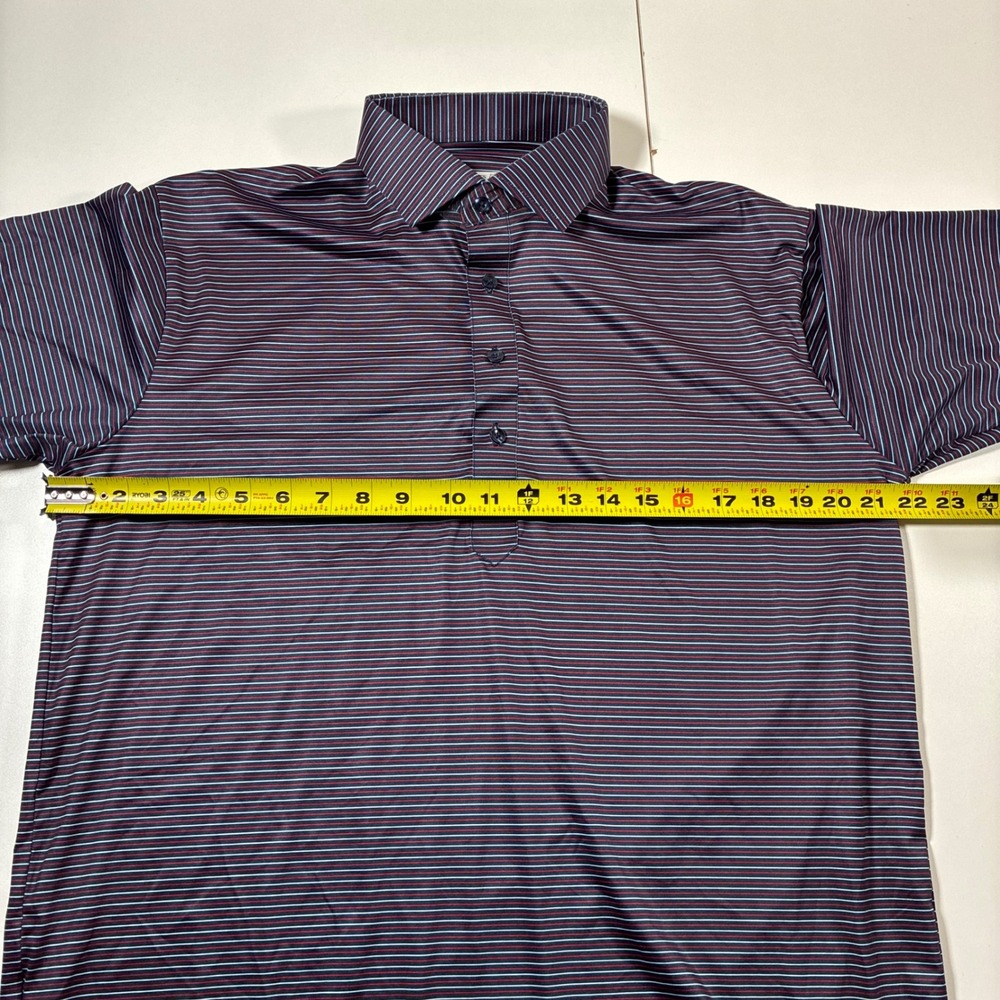 NEW Collars & Co Polo Medium Relaxed Featherweight Blue Red Striped Performance - Picture 5 of 7